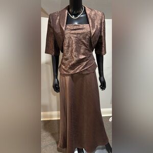Jessica Howard brown embellished evening jacket dress sz 12 worn once